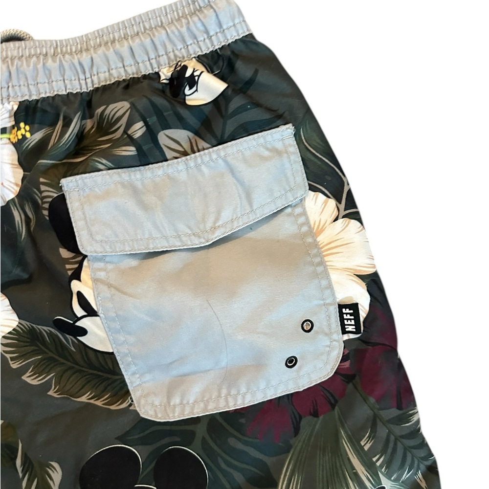 Neff Tropical Mickey Mouse Swim Trunks Mens Medium Printed 5" Inseam Shorts - Picture 5 of 6